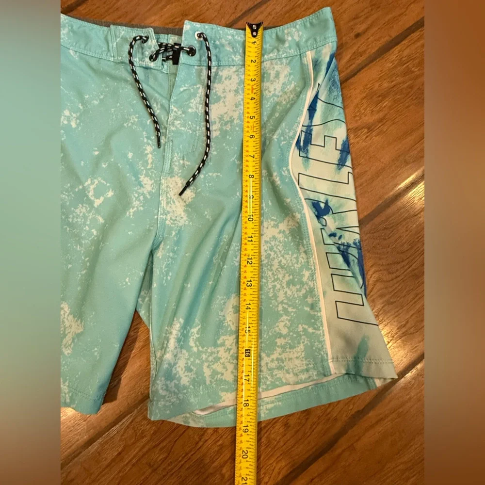 Hurley swim trunks shorts men’s 31 teal blue tie dye patterned ocean pocket nice